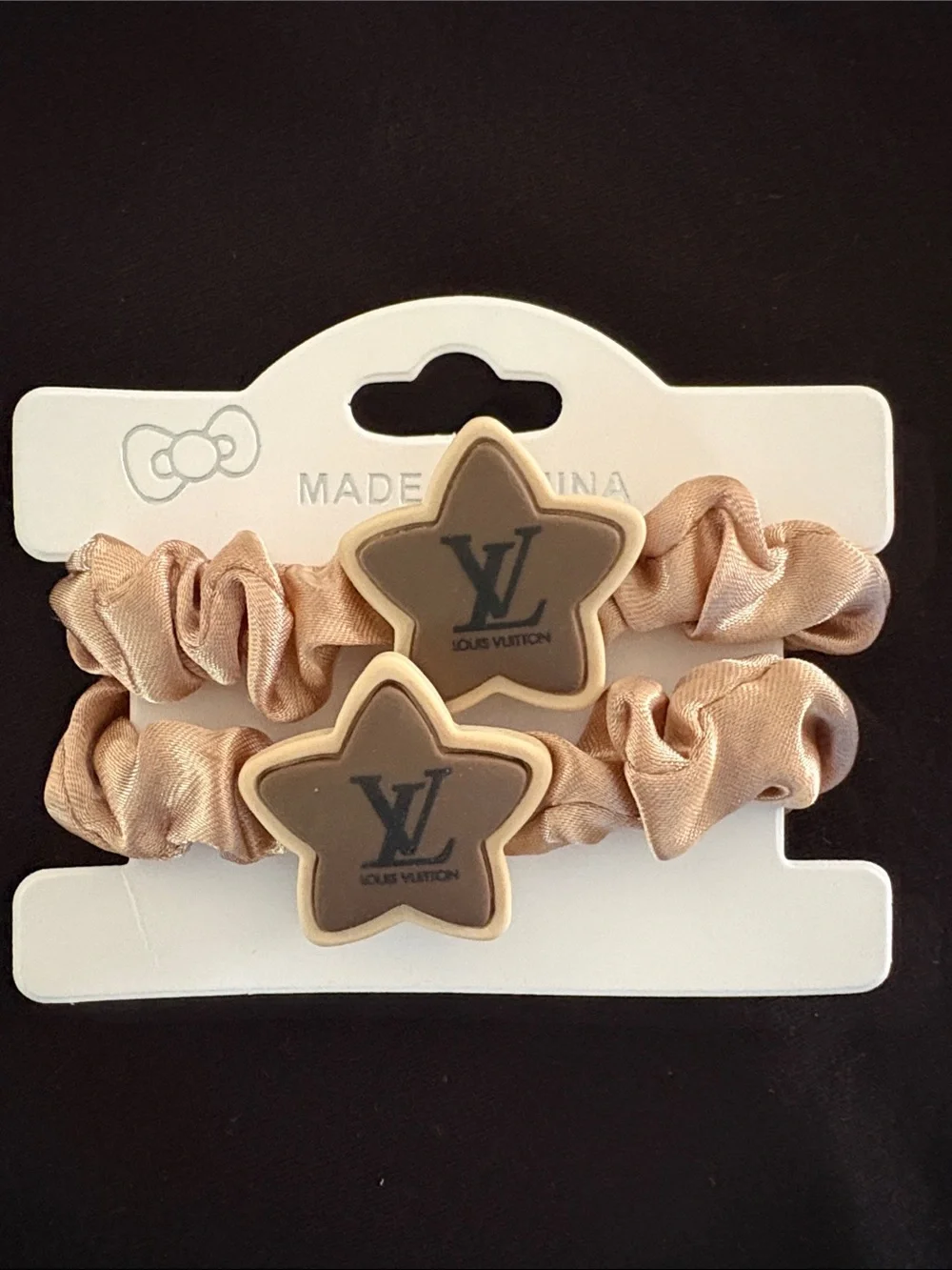 Fashion Satin Star and Round Scrunchie Set in Browns and Black